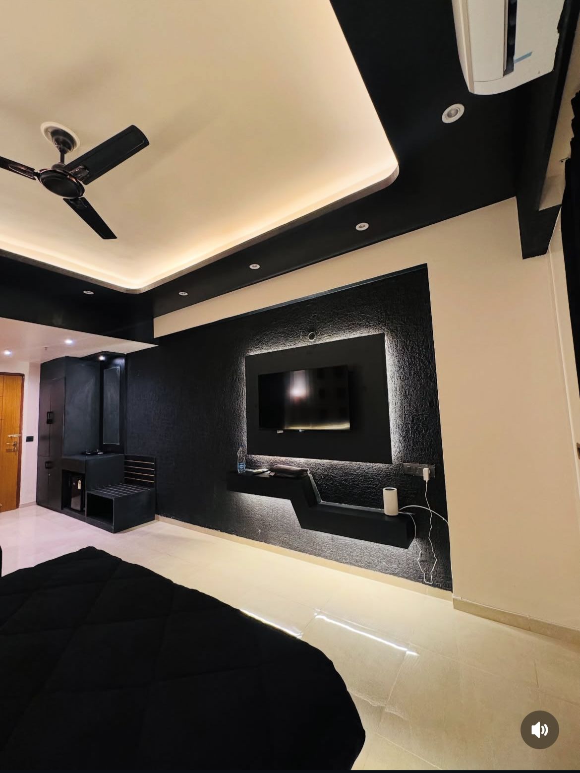 Smart TV wall with accent lighting